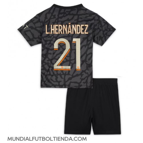 Camiseta Paris Saint-Germain Lucas Hernandez #21 Tercera Equipación Replica 2023-24 para niños mangas cortas (+ Pantalones cortos)